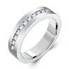 Titanium Steel Men's Wedding Band - Drawbench Design, Silver Finish