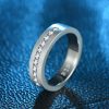 Titanium Steel Men's Wedding Band - Drawbench Design, Silver Finish