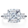 Sterling Silver Three Stone Asscher Cut Cubic Zirconia Ring (4.00 CT Center)