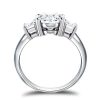 Sterling Silver Three Stone Asscher Cut Cubic Zirconia Ring (4.00 CT Center)