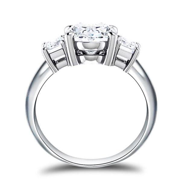 Sterling Silver Three Stone Asscher Cut Cubic Zirconia Ring (4.00 CT Center)