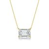 Emerald Cut Pendant Necklace and Stud Earrings Jewelry Set in 18K Gold Plated Sterling Silver
