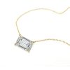 Emerald Cut Pendant Necklace and Stud Earrings Jewelry Set in 18K Gold Plated Sterling Silver