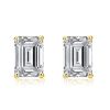 Emerald Cut Pendant Necklace and Stud Earrings Jewelry Set in 18K Gold Plated Sterling Silver