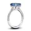 Emerald Cut Aquamarine Engagement Ring in Rhodium Plated Sterling Silver