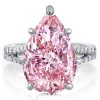 Pear Cut Pink Sapphire Engagement Ring - 925 Sterling Silver Split Shank