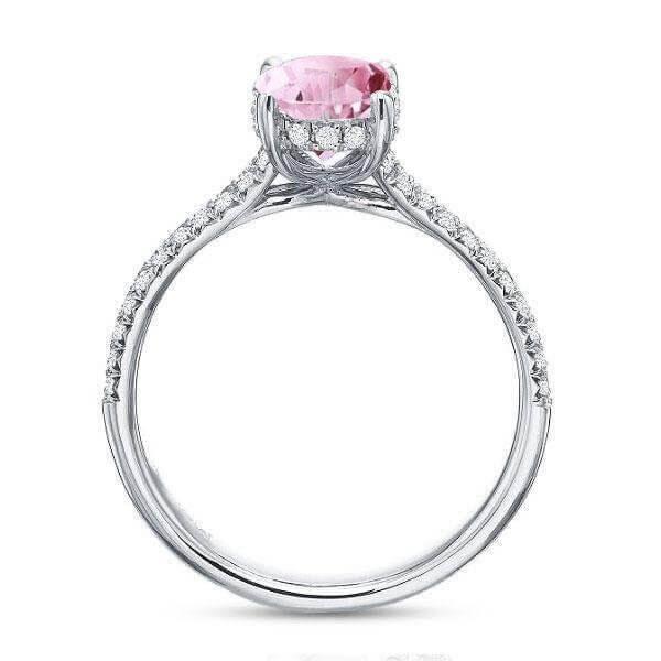 Pear Cut Pink Sapphire Engagement Ring - 925 Sterling Silver Split Shank