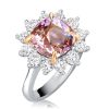 Two-Tone Princess Cut Simulated Diamond Engagement Ring in Sterling Silver