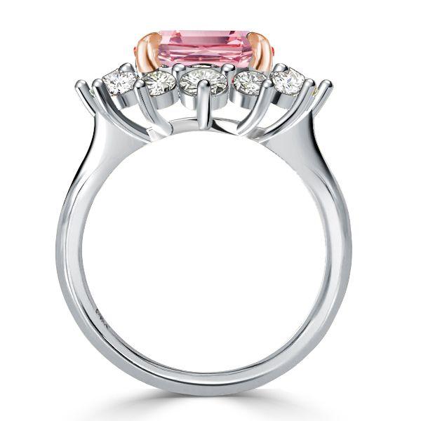 Two-Tone Princess Cut Simulated Diamond Engagement Ring in Sterling Silver