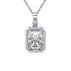 Halo Created White Sapphire Pendant Necklace - Sterling Silver