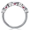 Milgrain Bezel Half Eternity Ruby Wedding Band Ring in Sterling Silver