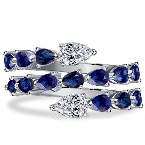 Pear Shaped Wedding Ring Twist Band for Women in 925 Sterling Silver