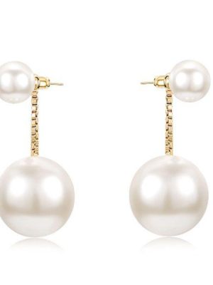 Golden Pearl Drop Earrings - 18K Gold Plated Sterling Silver