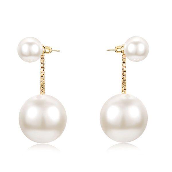 Golden Pearl Drop Earrings - 18K Gold Plated Sterling Silver