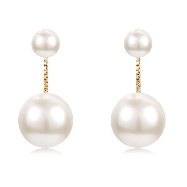 Golden Pearl Drop Earrings - 18K Gold Plated Sterling Silver