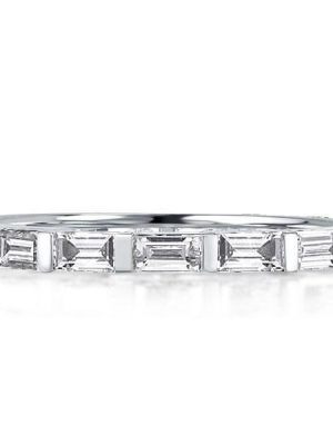 Baguette Eternity Band: Sterling Silver White Sapphire Wedding Ring