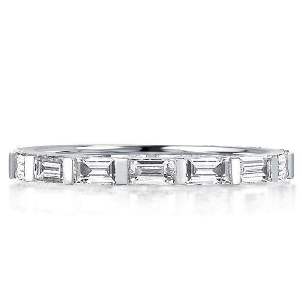 Baguette Eternity Band: Sterling Silver White Sapphire Wedding Ring