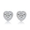 925 Sterling Silver Heart Stud Earrings for Women with Halo Setting