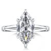Marquise Cut Created White Sapphire Three Stone Engagement Ring in Sterling Silver