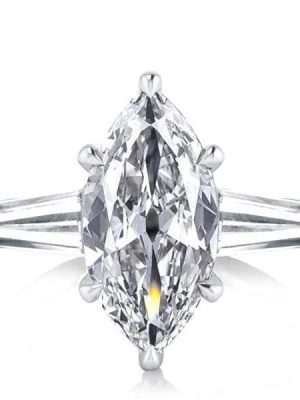 Marquise Cut Created White Sapphire Three Stone Engagement Ring in Sterling Silver