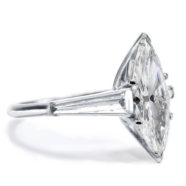 Marquise Cut Created White Sapphire Three Stone Engagement Ring in Sterling Silver