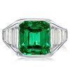 Green Cubic Zirconia Engagement Ring - 925 Sterling Silver