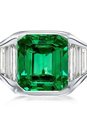 Green Cubic Zirconia Engagement Ring - 925 Sterling Silver