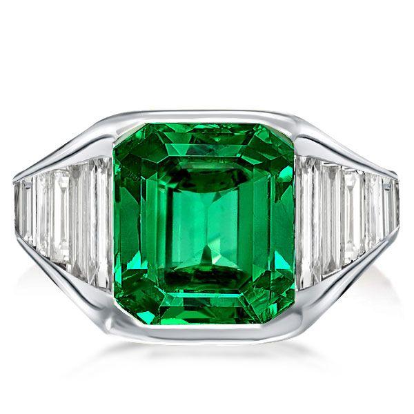 Green Cubic Zirconia Engagement Ring - 925 Sterling Silver