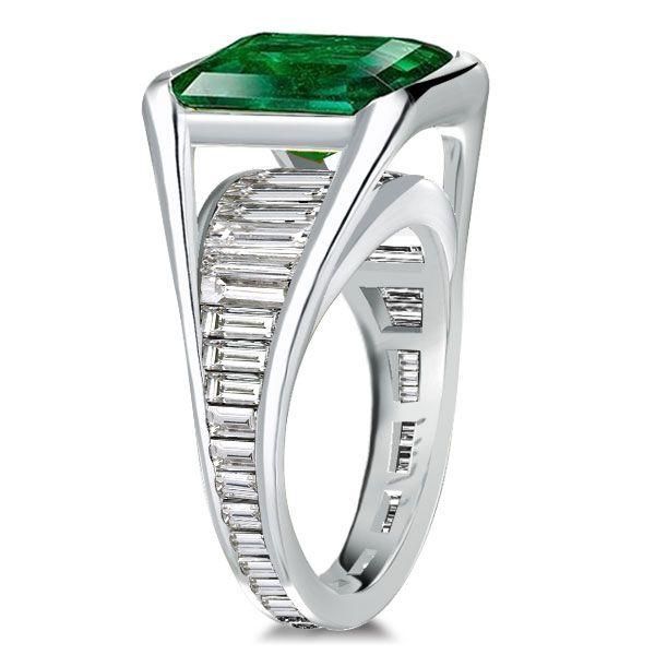 Green Cubic Zirconia Engagement Ring - 925 Sterling Silver