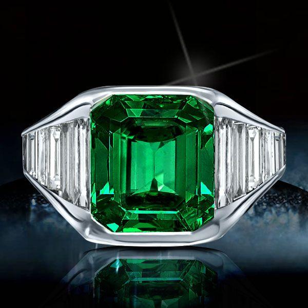 Green Cubic Zirconia Engagement Ring - 925 Sterling Silver