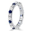 Eternity Ring for Women with White Pearl and Blue Sapphire in Sterling Silver