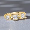 Princess Cut Half Eternity Milgrain Bezel Ring - 18K Gold Plated Sterling Silver - 1.21 CT. TW.