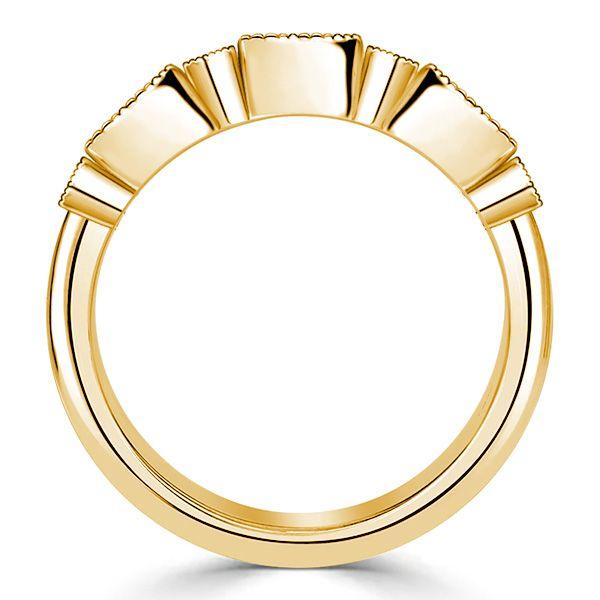 Princess Cut Half Eternity Milgrain Bezel Ring - 18K Gold Plated Sterling Silver - 1.21 CT. TW.