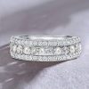 Pearl Half Eternity Wedding Band - 925 Sterling Silver Anniversary Ring