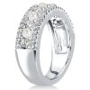 Pearl Half Eternity Wedding Band - 925 Sterling Silver Anniversary Ring