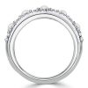 Pearl Half Eternity Wedding Band - 925 Sterling Silver Anniversary Ring