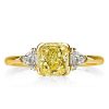 Yellow Topaz Bridal Set - Cushion Cut Sterling Silver Three Stone Ring
