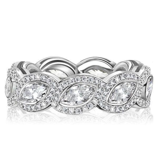 Marquise Cut Eternity Wedding Band - 925 Sterling Silver - 2.96 CTW