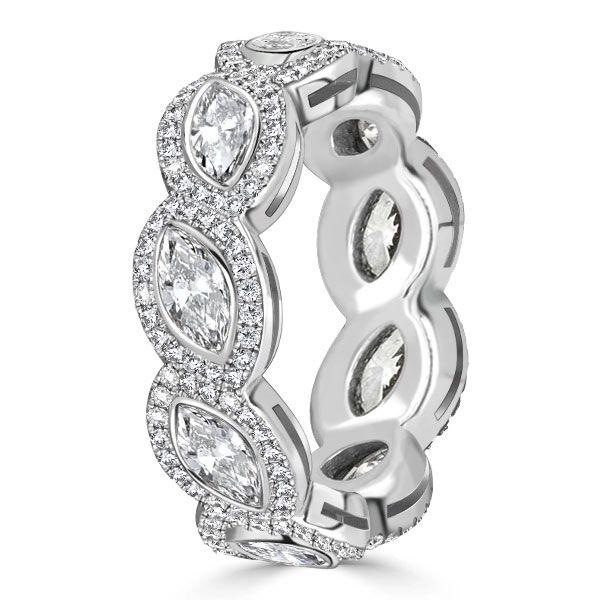 Marquise Cut Eternity Wedding Band - 925 Sterling Silver - 2.96 CTW