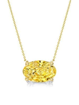 18K Gold Plated Sterling Silver Yellow Topaz Solitaire Necklace | Oval Cut 3.00 CT. TW