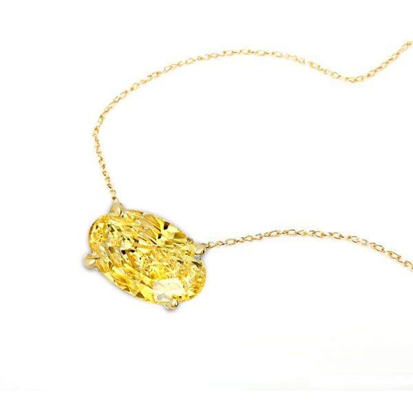 18K Gold Plated Sterling Silver Yellow Topaz Solitaire Necklace | Oval Cut 3.00 CT. TW