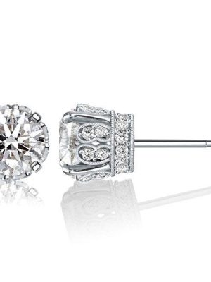 Vintage Round Cut Stud Earrings - 925 Sterling Silver, 2.30 CT. TW.