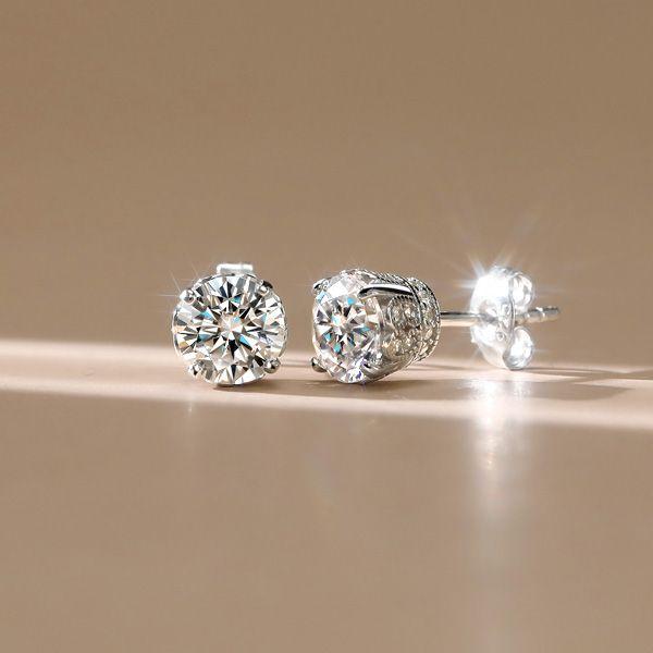 Vintage Round Cut Stud Earrings - 925 Sterling Silver, 2.30 CT. TW.