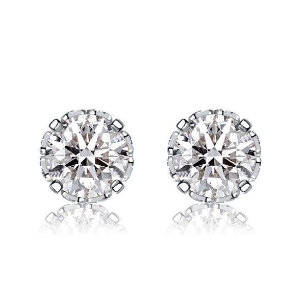 Vintage Round Cut Stud Earrings - 925 Sterling Silver, 2.30 CT. TW.