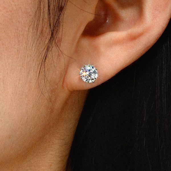 Vintage Round Cut Stud Earrings - 925 Sterling Silver, 2.30 CT. TW.