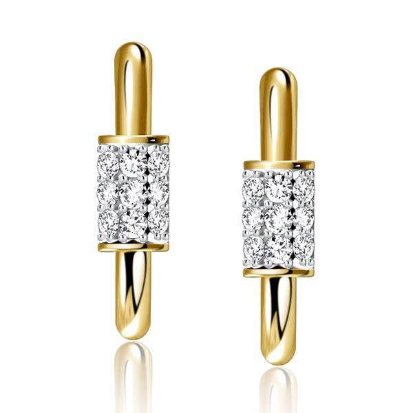 Two Tone Micro Pave Sterling Silver Hoop Earrings for Women with Round Cut Stones