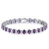 Oval Amethyst Tennis Bracelet - 925 Sterling Silver - Wedding Jewelry
