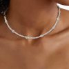 Sterling Silver Tennis Necklace with Pear and Round Cut Stones, 16-22 Inch Length