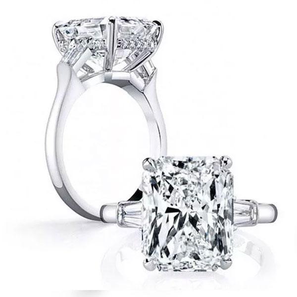 Radiant White Sapphire Bridal Ring Set - 925 Sterling Silver