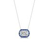 Halo Cushion Cut Created Sapphire Pendant Necklace - Sterling Silver